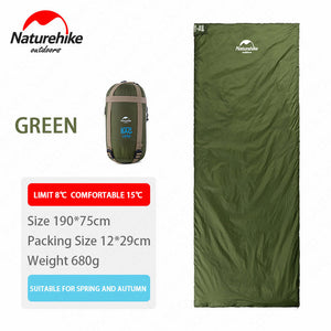 Naturehike Camping Mini Sleeping Bag Envelope Type Ultralight Splicing Portable Outdoor Sleeping Bag Camping Hiking Three Season