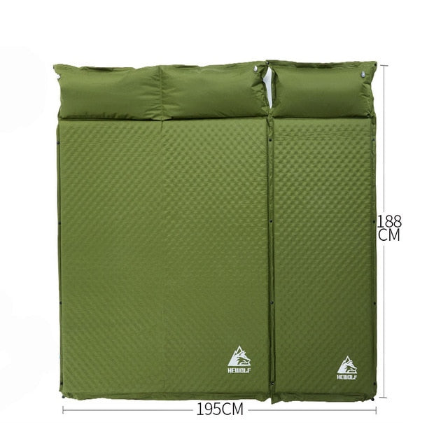 HEWOLF 2+1 spliced outdoor thick 5cm automatic inflatable cushion pad outdoor tent camping mats bed mattress 2 colors