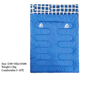 Hewolf Outdoor Double Sleeping Bag Splicable Envelope Spring and Autumn Camping Hiking Portable cotton Sleeping Bags 2.2m*1.45m