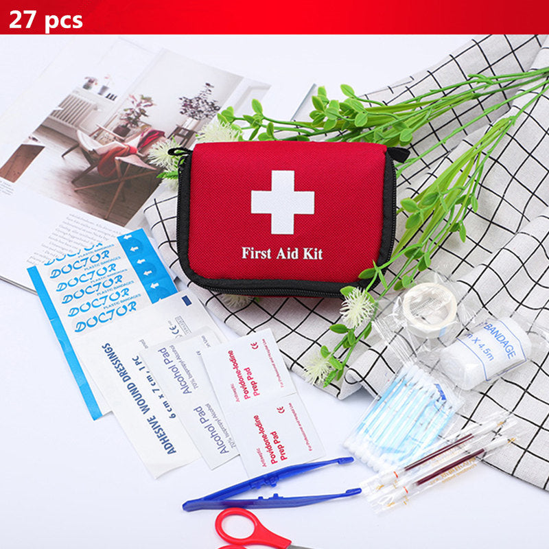11 Items/27pcs Portable Travel First Aid Kit Outdoor Camping Emergency Medical Bag Bandage Band Aid Survival Kits Self Defense