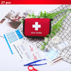 11 Items/27pcs Portable Travel First Aid Kit Outdoor Camping Emergency Medical Bag Bandage Band Aid Survival Kits Self Defense