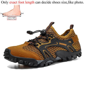 Summer Breathable Men Hiking Shoes Suede + Mesh Outdoor Men Sneakers Climbing Shoes Men Sport Shoes Quick-dry Water Shoes