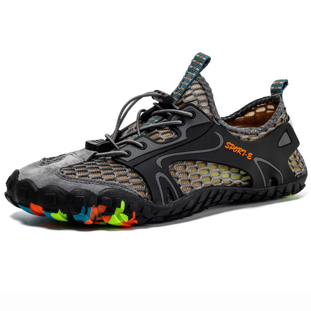 Summer Breathable Men Hiking Shoes Suede + Mesh Outdoor Men Sneakers Climbing Shoes Men Sport Shoes Quick-dry Water Shoes