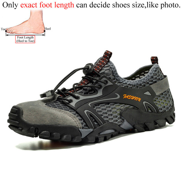 Summer Breathable Men Hiking Shoes Suede + Mesh Outdoor Men Sneakers Climbing Shoes Men Sport Shoes Quick-dry Water Shoes