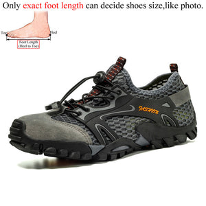 Summer Breathable Men Hiking Shoes Suede + Mesh Outdoor Men Sneakers Climbing Shoes Men Sport Shoes Quick-dry Water Shoes
