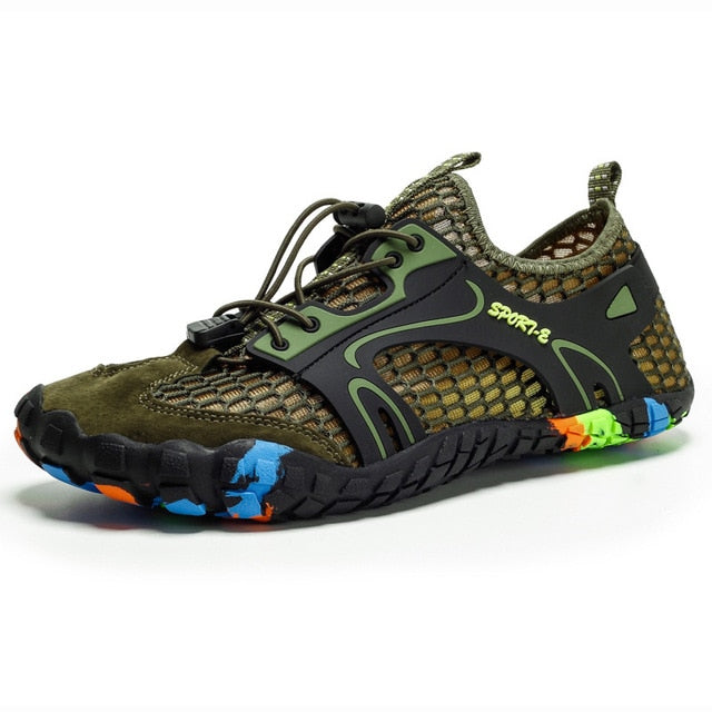 Summer Breathable Men Hiking Shoes Suede + Mesh Outdoor Men Sneakers Climbing Shoes Men Sport Shoes Quick-dry Water Shoes