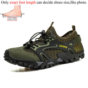 Summer Breathable Men Hiking Shoes Suede + Mesh Outdoor Men Sneakers Climbing Shoes Men Sport Shoes Quick-dry Water Shoes