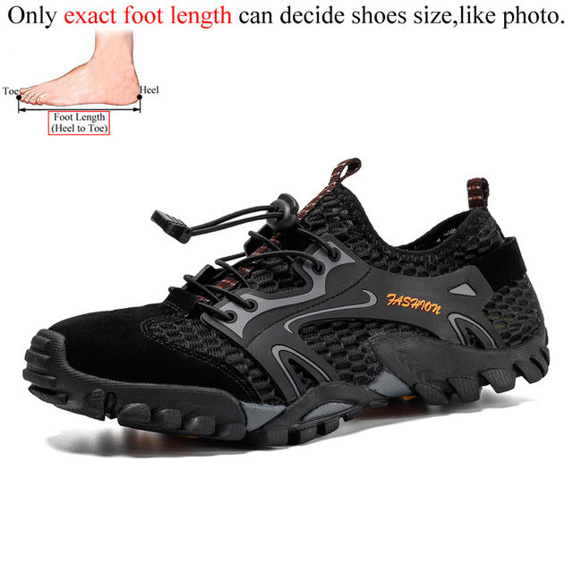Summer Breathable Men Hiking Shoes Suede + Mesh Outdoor Men Sneakers Climbing Shoes Men Sport Shoes Quick-dry Water Shoes