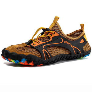 Summer Breathable Men Hiking Shoes Suede + Mesh Outdoor Men Sneakers Climbing Shoes Men Sport Shoes Quick-dry Water Shoes