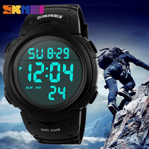 SKMEI Outdoor Sport Watch Men Clock Big Dial Fashion Simple Watches Calendar PU Strap Waterproof Led Digital Watch Reloj Hombre