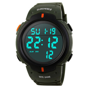 SKMEI Outdoor Sport Watch Men Clock Big Dial Fashion Simple Watches Calendar PU Strap Waterproof Led Digital Watch Reloj Hombre