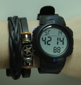 SKMEI Outdoor Sport Watch Men Clock Big Dial Fashion Simple Watches Calendar PU Strap Waterproof Led Digital Watch Reloj Hombre
