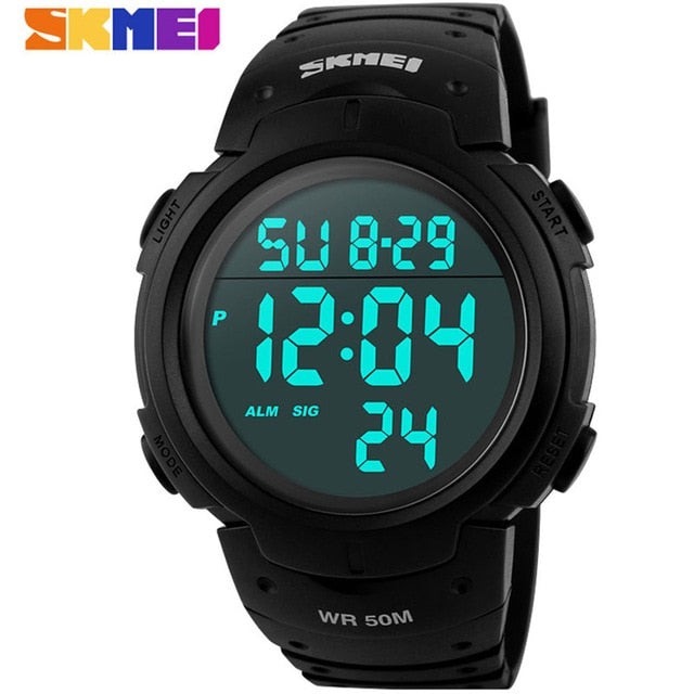 SKMEI Outdoor Sport Watch Men Clock Big Dial Fashion Simple Watches Calendar PU Strap Waterproof Led Digital Watch Reloj Hombre