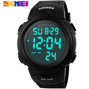 SKMEI Outdoor Sport Watch Men Clock Big Dial Fashion Simple Watches Calendar PU Strap Waterproof Led Digital Watch Reloj Hombre