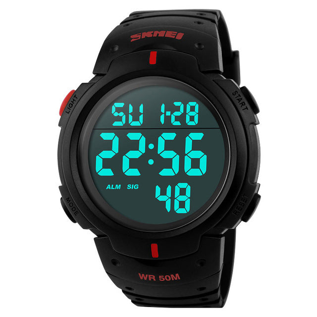 SKMEI Outdoor Sport Watch Men Clock Big Dial Fashion Simple Watches Calendar PU Strap Waterproof Led Digital Watch Reloj Hombre