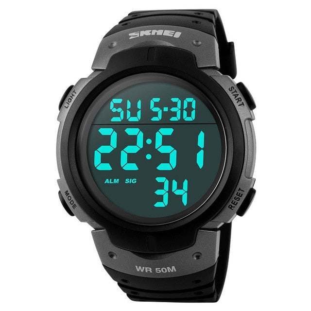 SKMEI Outdoor Sport Watch Men Clock Big Dial Fashion Simple Watches Calendar PU Strap Waterproof Led Digital Watch Reloj Hombre