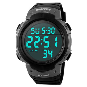 SKMEI Outdoor Sport Watch Men Clock Big Dial Fashion Simple Watches Calendar PU Strap Waterproof Led Digital Watch Reloj Hombre