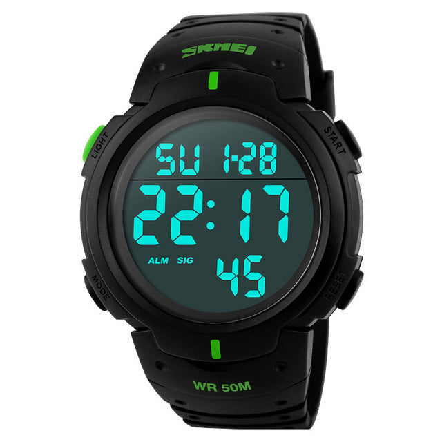 SKMEI Outdoor Sport Watch Men Clock Big Dial Fashion Simple Watches Calendar PU Strap Waterproof Led Digital Watch Reloj Hombre