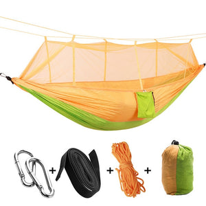 1-2 Person Portable Outdoor Camping Hammock with Mosquito Net High Strength Parachute Fabric Hanging Bed Hunting Sleeping Swing