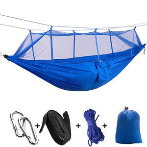 1-2 Person Portable Outdoor Camping Hammock with Mosquito Net High Strength Parachute Fabric Hanging Bed Hunting Sleeping Swing