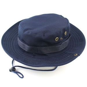 Men Women's Outdoor Wide Brim Sun Hat Side Snap Chin Cord Fishing Hiking Cap Camouflage Boonie Safari Summer Jungle Hunting Hats